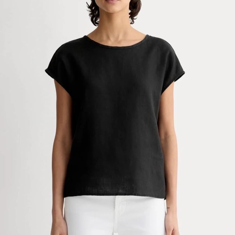 Everlane The Muscle Top Linen Black Size Medium NWT